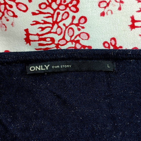 Only Navy Blue Shimmery Open Front Crop Shrug - Picture 4 of 5